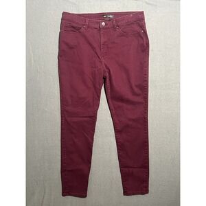 Lee Women's Mid Rise Slim Fit Skinny Leg Sculpting Jeans Size 14 Medium Burgundy